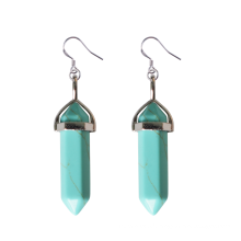 Natural Gemstone Healing Hexagonal Columns Crystal Hook Earring